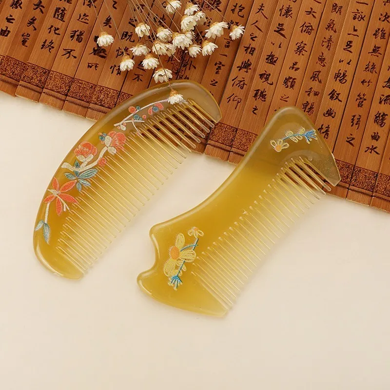 

Plastic Trumpet Imitate Ox Horn Hair Comb Massage Anti-Static Fine-Tooth Salon Styling Tool Hairdressing Barbers Brush 1Pc