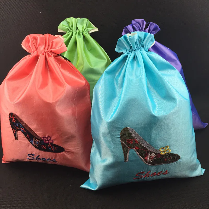 Large Embroidery High Heels Fabric Storage Travel Bag For Shoes Large Embroidery High Heels Fabric Storage Travel Bag For Shoes Cover Drawstring Reusable Cloth Shoe Pouch 2pcs Lot In Covers From Home Garden On