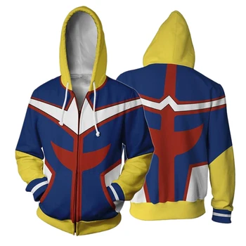 

Anime My Hero Academia All Might Cosplay Hoodies 3D Printed Zipper Hooded Jacket Long Sleeve Sweatshirt Hoody Streatwear S-5XL