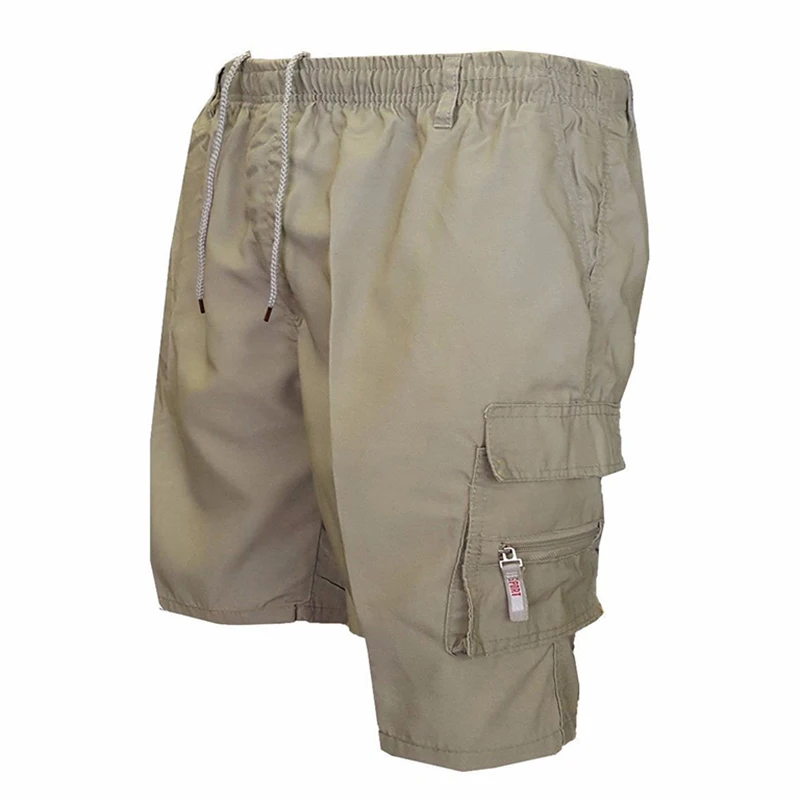 Plus Size 3XL Men New 2018 Summer Cargo Shorts Casual Solid Brand Clothing Fashion Male Elastic Waist Pockets Drawstring Shorts