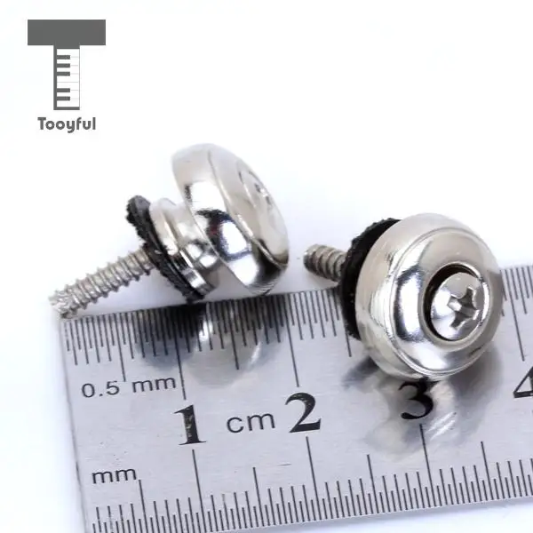Tooyful 2pcs Chrome Steel Strap Locks Straplocks with Mushroom head for Banjo Mandolin Guitar Quality Accessories 