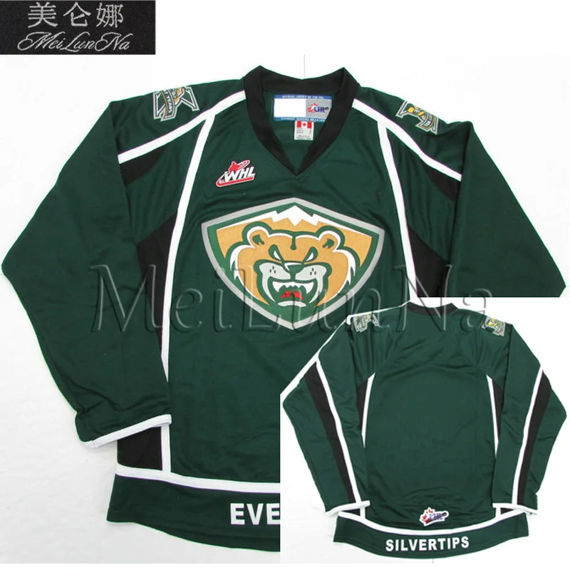 

MeiLunNa Customize WHL Everett Silvertips Jerseys Patrick Bajkov 70 Carter Hart 2 Ryan Murray Home Road Sewn On Any Name NO.