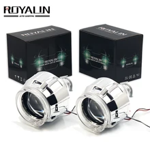 Галогенные линзы ROYALIN H1 для проектора, фары, светодиодный объектив, галогенные кольца, ангельские глазки, кожухи белого, красного, синего цвета для H4, H7, для стайлинга автомобилей, HID лампа