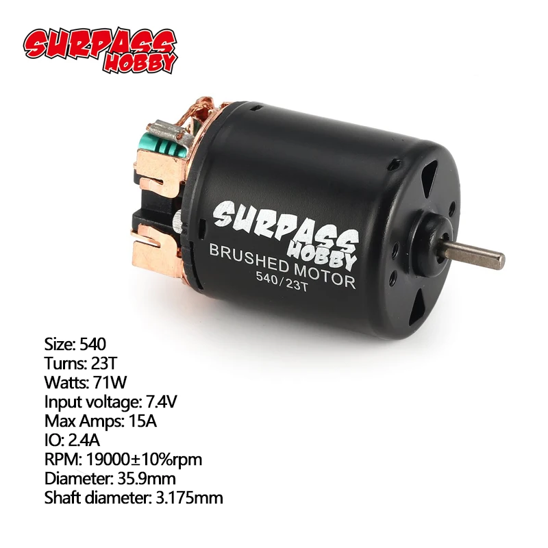 

SURPASS HOBBY 540 23T Brushed Motor 3.175mm Shaft for 1/10 RC Off-road Racing Car Vehicle Part Accessories