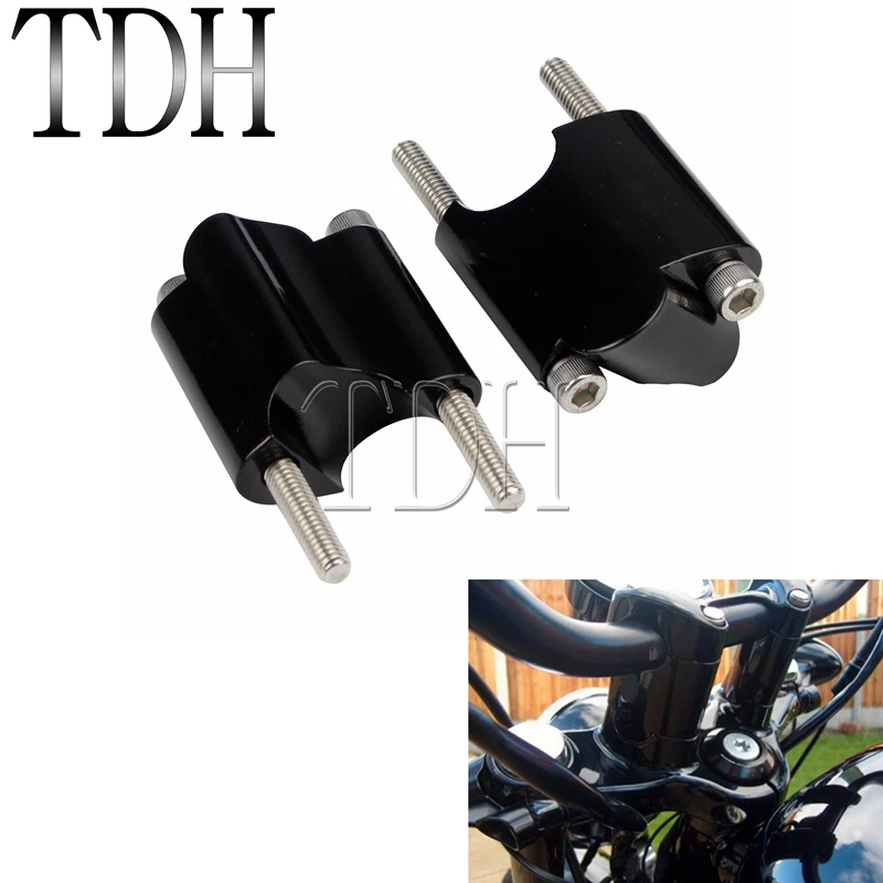 

Black Motorcycle CNC Aluminum Handlebar Riser Rise Height 2" Riser Extension 1" Bar For Harley Sportster XL1200X XL 1200 48