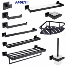AODEYI Bathroom Hardware Set Black Robe Hook Towel Rail Rack Bar Shelf Paper Holder Toothbrush Holder Bathroom Accessories aodeyi black sus 304 stainless steel bath hardware set brush holder paper holder towel bar shelf soap dish robe hook