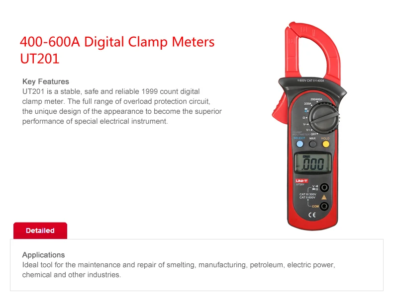 SISHUINIANHUA Clamp Meter Ac Dc Current Clamp Meter V/F/C Measurement Clamp Multimeter LCD Digital Clamp Meter Ut204a Ut-204A SISHUINIANHUA Clamp Meter Ac Dc Current Clamp Meter V/F/C Measurement Clamp Multimeter LCD Digital Clamp Meter Ut204a Ut-204A