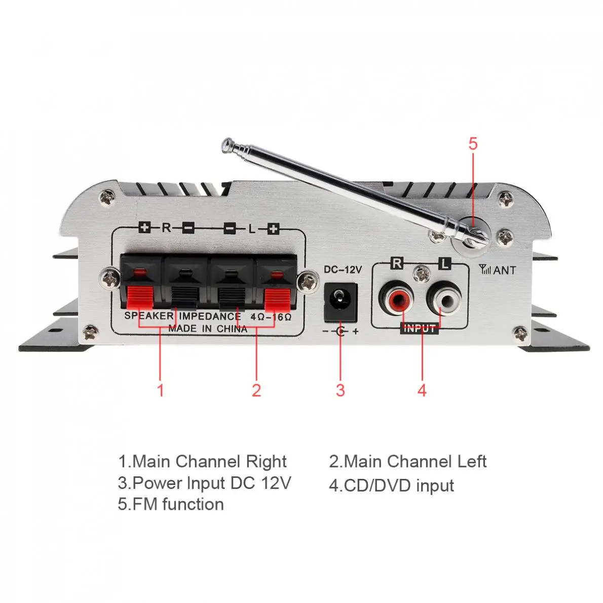 Car Stereo Amplifier Kentiger HY-600 2CH HI-FI Car Audio Power Amplifier FM Radio USB MP3 Stereo Digital Player Support U Disk SD / MMC Card