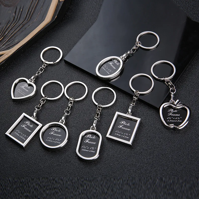 

New Creative couple photo frame keychain Heart-shaped personality photo key ring Love key chain commemorative gift