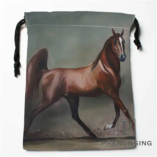 Пользовательские лошадь животных мешки Drawstring печати для хранения мода путешествия мини-сумка Плавание Пеший Туризм игрушки мешок Размеры 18x22 см#171203@ 1-04