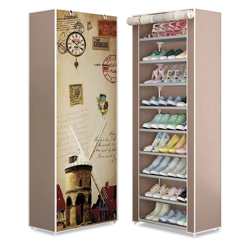 Simple Multi Layer Shoe Rack Oxford Cloth Galvanized Tube Assembled Storage Closet for Home Furniture Hallway Shoe Organizer