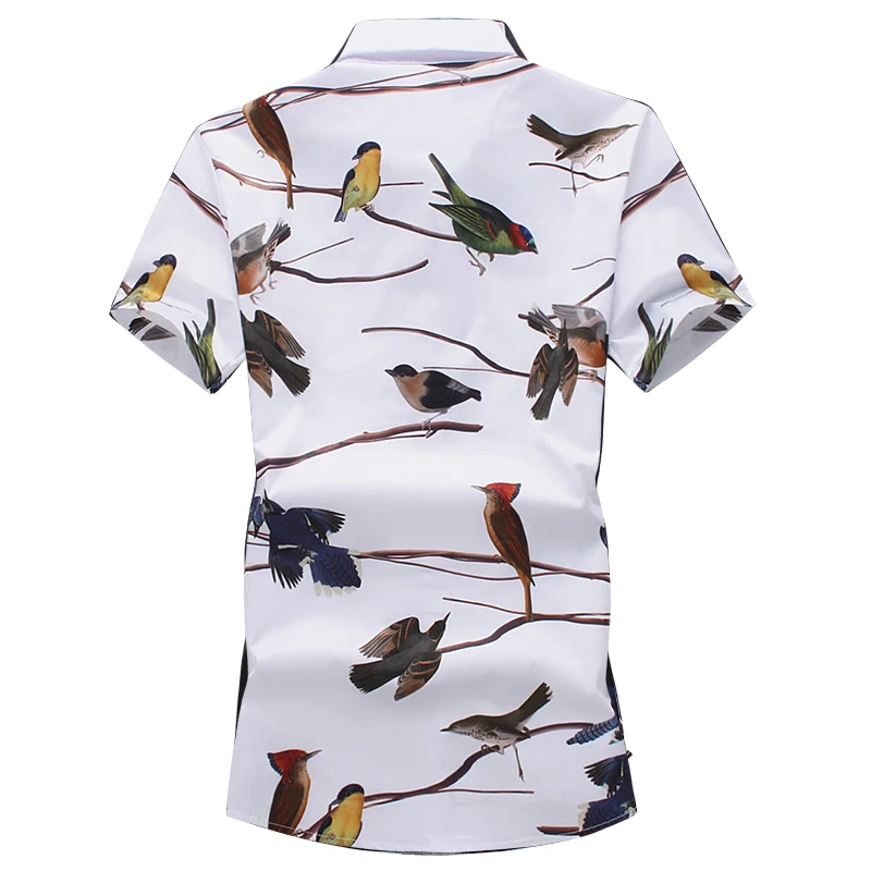 Летние мужские повседневные рубашки 3D Летающие птицы ветви печати шаблон Fit с коротким рукавом пляжный рубашка платье Мужчины ЕС/США Размер Топы