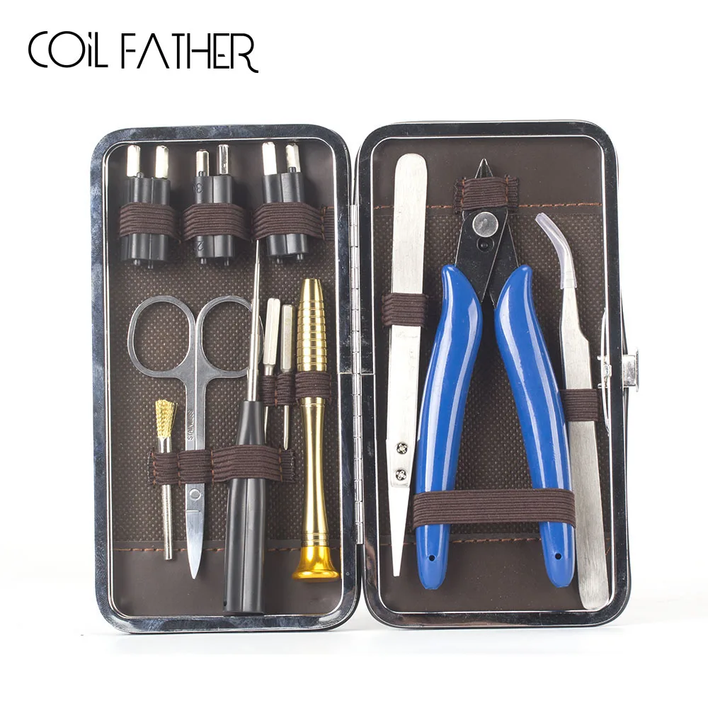 

Coil Father Vape DIY Master Tool Bag Tweezers Pliers Wire Heaters Kit Coil Jig Winding For Packing E Cigarette Accessories