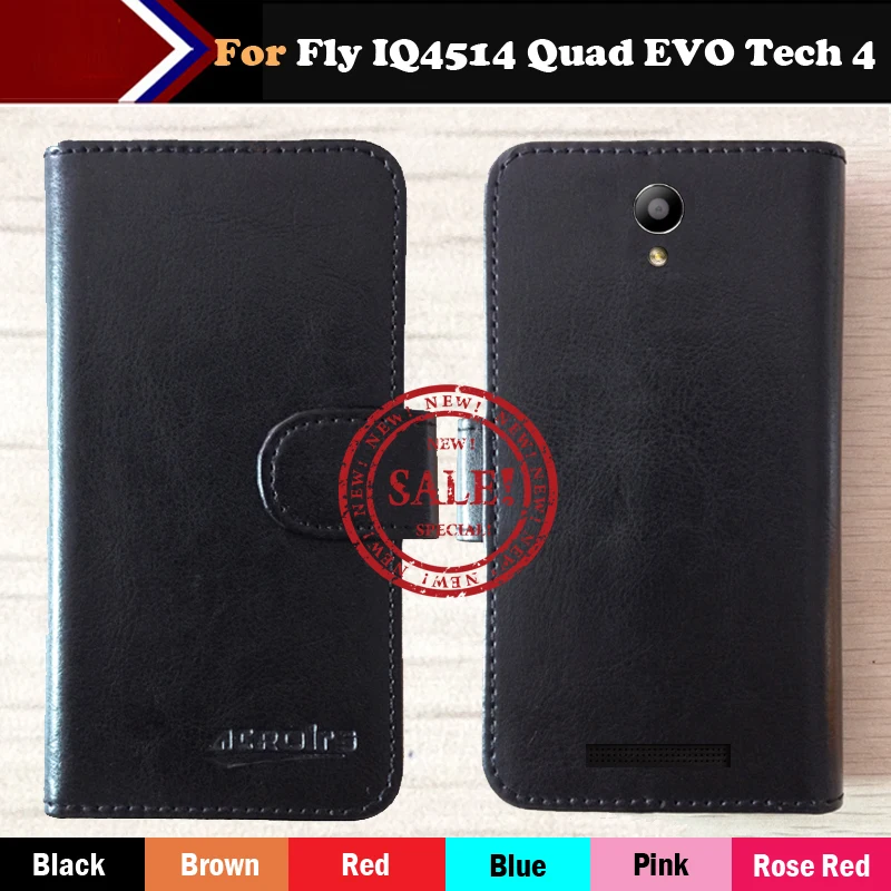 

In Stock!Fly IQ4514 Quad EVO Tech 4 Case,Six Colors Luxury Flip Leather Phone Case For Fly IQ4514 Case With Card Slots Style
