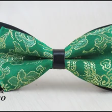 1 шт./лот) китайский стиль зеленый галстук-бабочка/Атлас/желтый цветок узоры Desgin/Мужская мода досуг галстук-бабочка