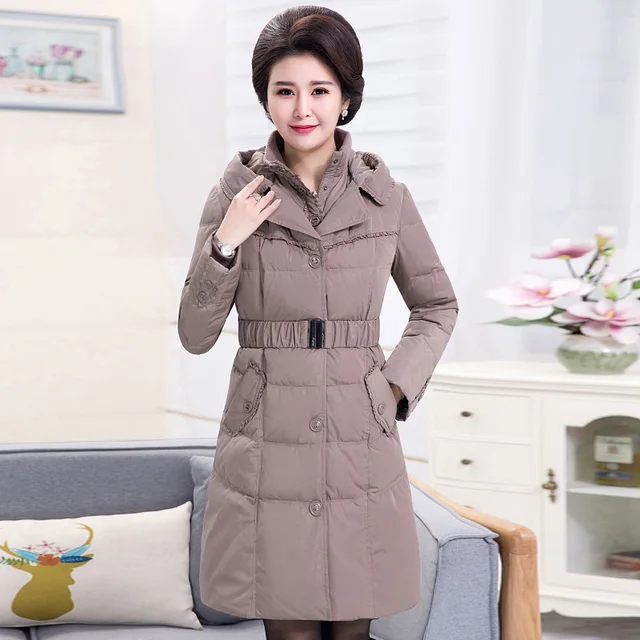 2017 Plus size Winter Jacket Women Winter Coat Women Elderly Long Hooded Down Coat Women Duck