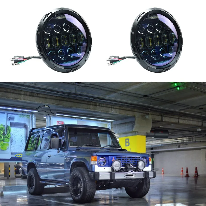 1 пара 130 Вт супер яркий синий проектор Объектив 7 дюймов круглый светодиодный фары с янтарным поворотным сигналом/DRL Для Hummer H1& H2 Land Rover