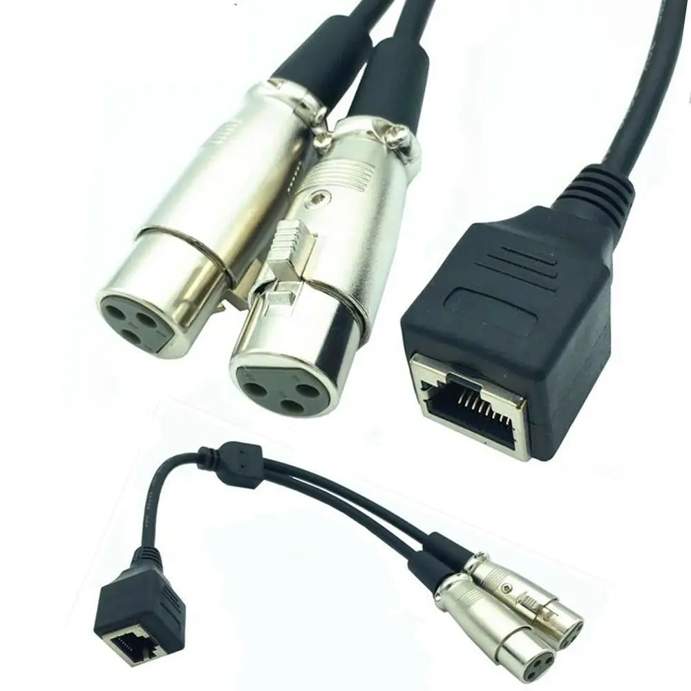 

2 XLR 3 Pin FealeTo RJ45 Female Network Adapter Connector Cable (25cm)