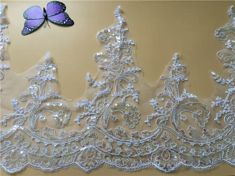 Нежная Свадебная кружевная отделка 9 ярдов с блестками ручной работы для