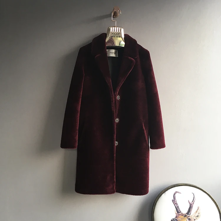 Пальто из натуральной шерсти, верхняя одежда, женские теплые куртки, женское однобортное шерстяное пальто с отложным воротником и карманами, Осень-зима - Цвет: 1