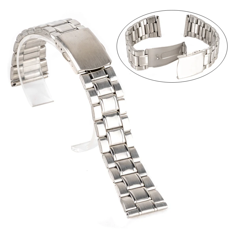 14/16/18/20/22mm Luxury WristWatch Band Silver Stainless Steel Buckle Straight End Watch Band Strap For Watch Accessories