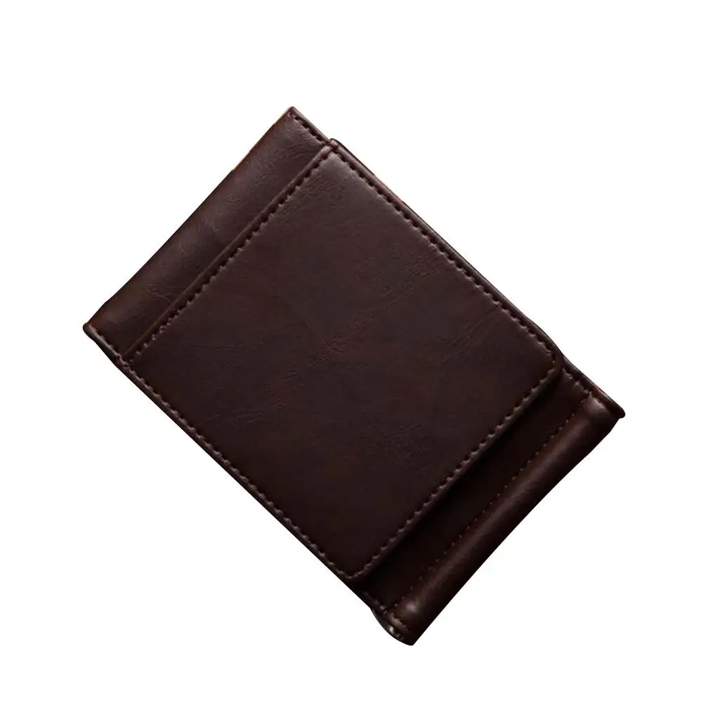 

Men Solid Color Faux Leather Wallet Trifold Money Cash Clip Wallet Card Holder Purse