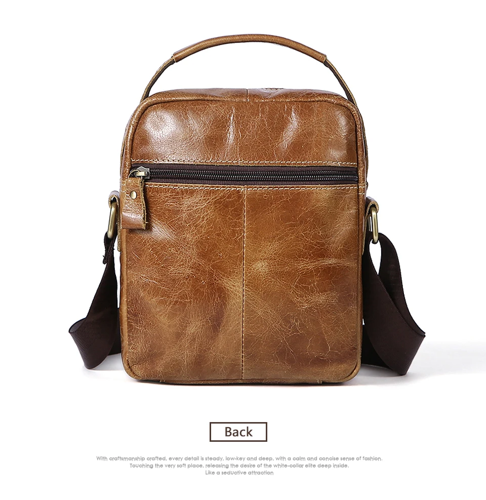 Genuine Leather Men Bags Oil Leather Messenger Bag Men Shoulder Crossbody Bags Male Flap Small Handbags Shoulder Bag  (12)