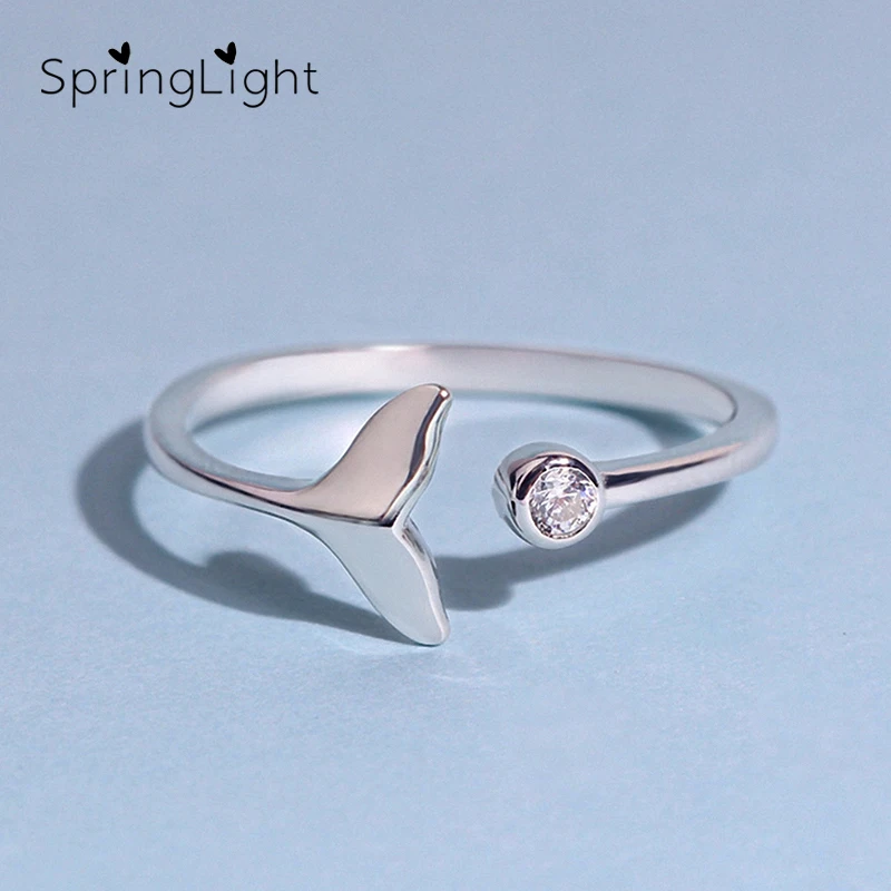 Весеннее светящееся пенопластовое дизайнерское Кристальное кольцо с натуральным 925 пробы, серебряным синим хвостом, кольца с драгоценными камнями для женщин, ювелирное изделие, подарок для дам - Цвет камня: Mermaid Tail Ring