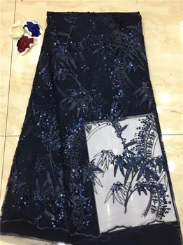

2019 high quality French Nigerian sequins net lace,African tulle mesh sequence lace fabric for party dress 5yards/lot