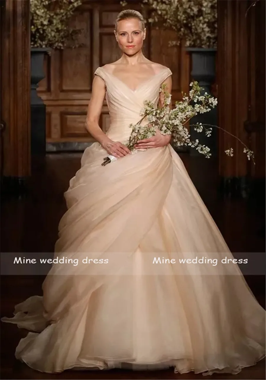 Румяно-Розовое Бальное Платье, Свадебные Платья, длинное драпированное платье принцессы с v-образным вырезом, свадебное платье для невесты, Vestido De Novia