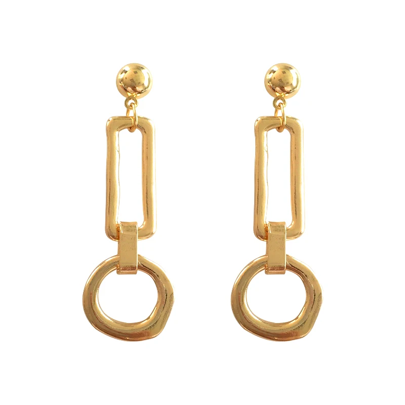 

Simple Hollow out Round Clips Earrings No Hole Without Piercing Statement Metal Geometric Circle Rectangle Clip on Earring Women