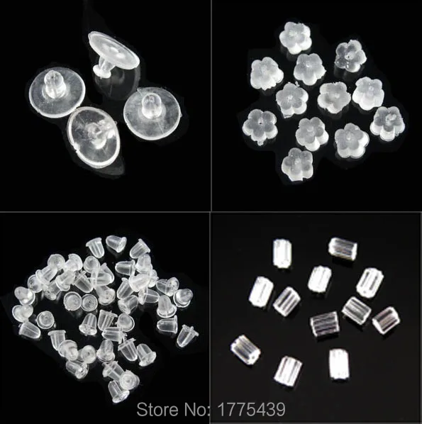 

Free Shipping Hypo Rubber Earring Backs Stopper Finding Flower Bullet Big Pads and Tube For Jewelry Making DIY