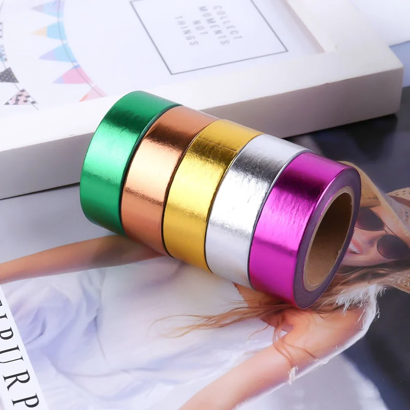 Винтажная клейкая лента Washi моющаяся бумажная ткань Золотая фольга школьные