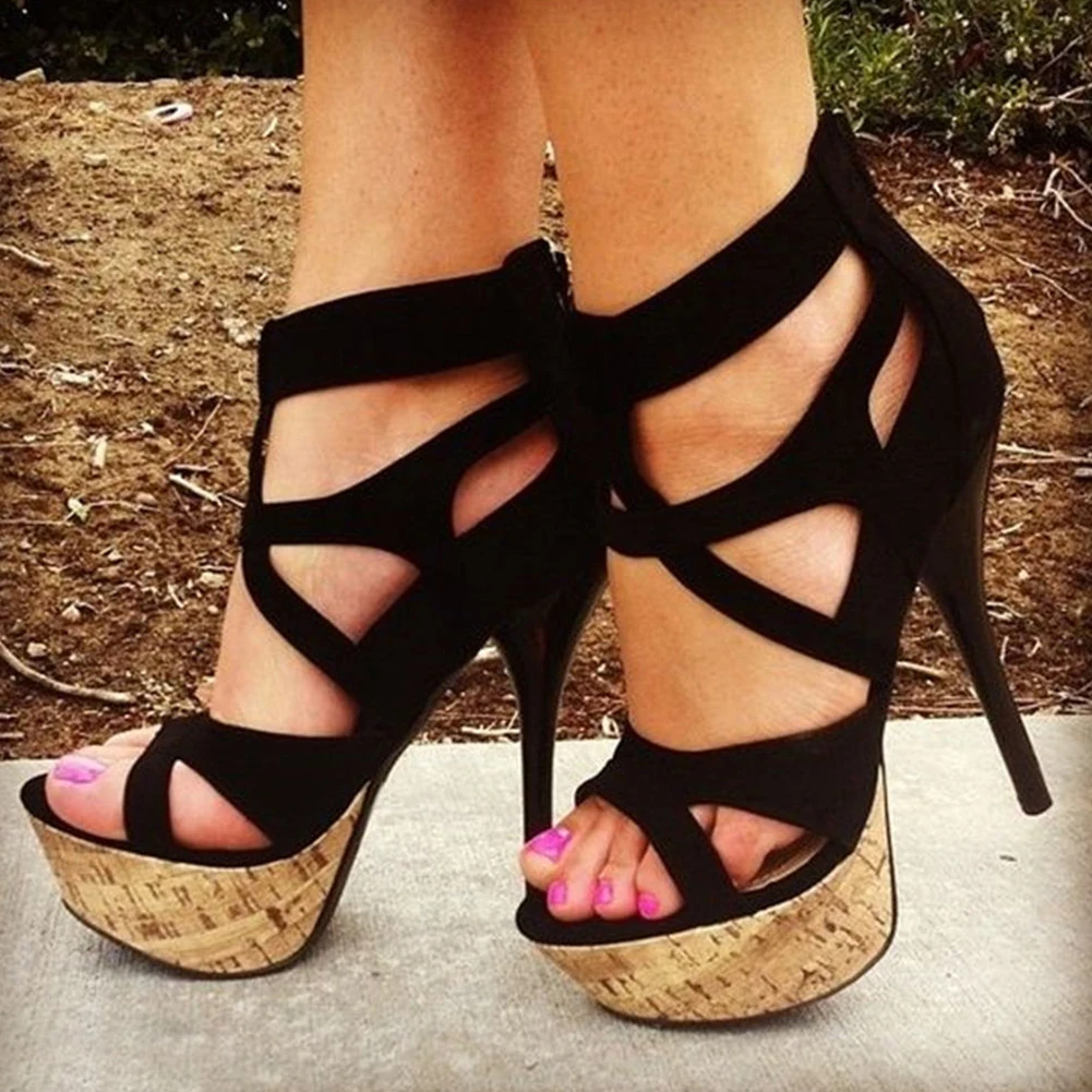 

Women's Plus Size 35-47 Sexy Gladiator Women Shoes Summer Party Thin High Heels Platform Shoes Woman Sandals Women