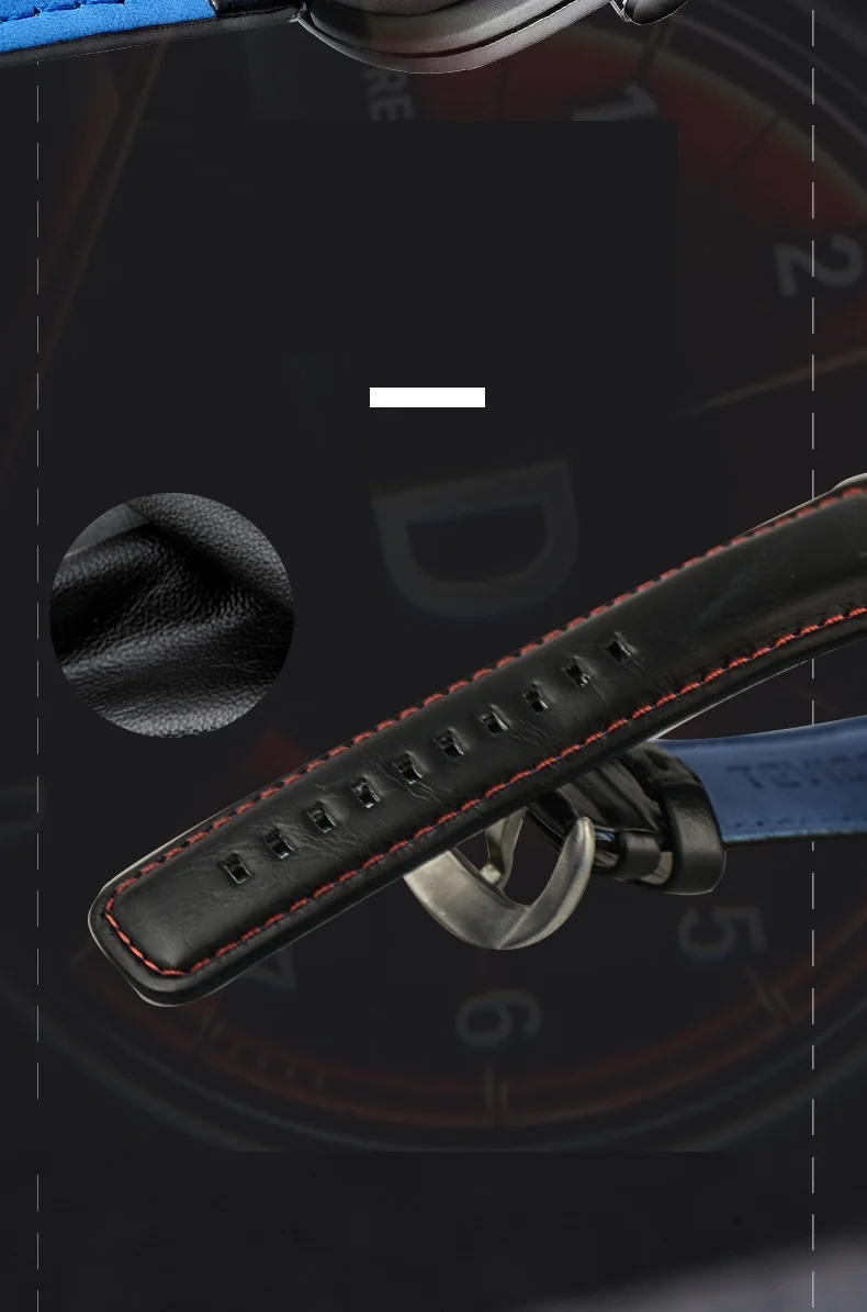 [Dropshpping] TEVISE Men Mechanical Watch T834B Date Calfskin Strap Automatic Movement Waterproof Watch Men Unique Male Clock (6)