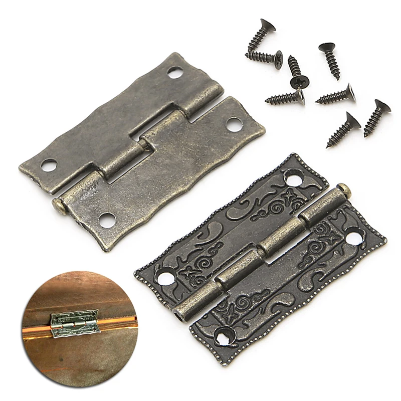 

2x Antique Bronze Cabinet Furniture Door Drawer Jewellery Box Hinges 35x28mm