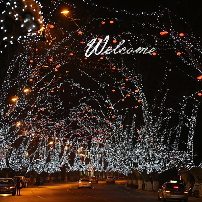 AC220V Outdoor Led String Lights 10 20 30 50 100M Waterproof Led Holiday Lamp Beads Wedding Christmas New Year Garden Decoration AC220V Outdoor Led String Lights 10 20 30 50 100M Waterproof Led Holiday Lamp Beads Wedding Christmas New Year Garden Decoration