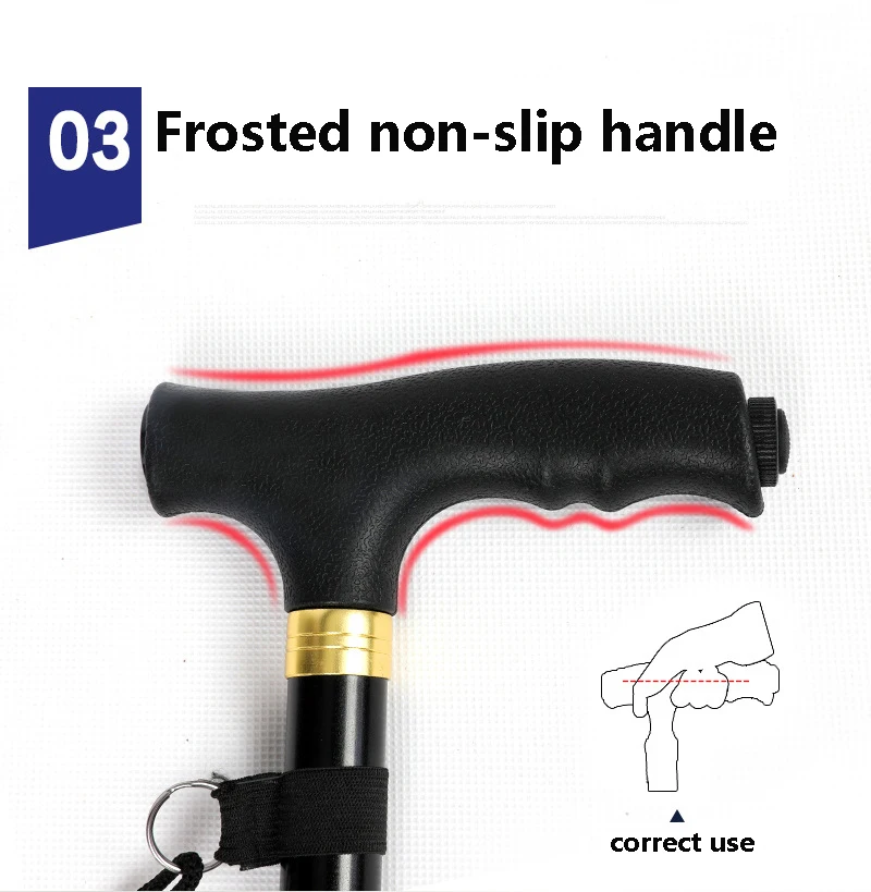 Bengala ao ar Anti-skid para os Idosos Cana de Alumínio Multi-função com Led Muleta Dobrável Livre Luz Presentes Perfeitos 4 Pés 4 High Quality Esporte e Lazer