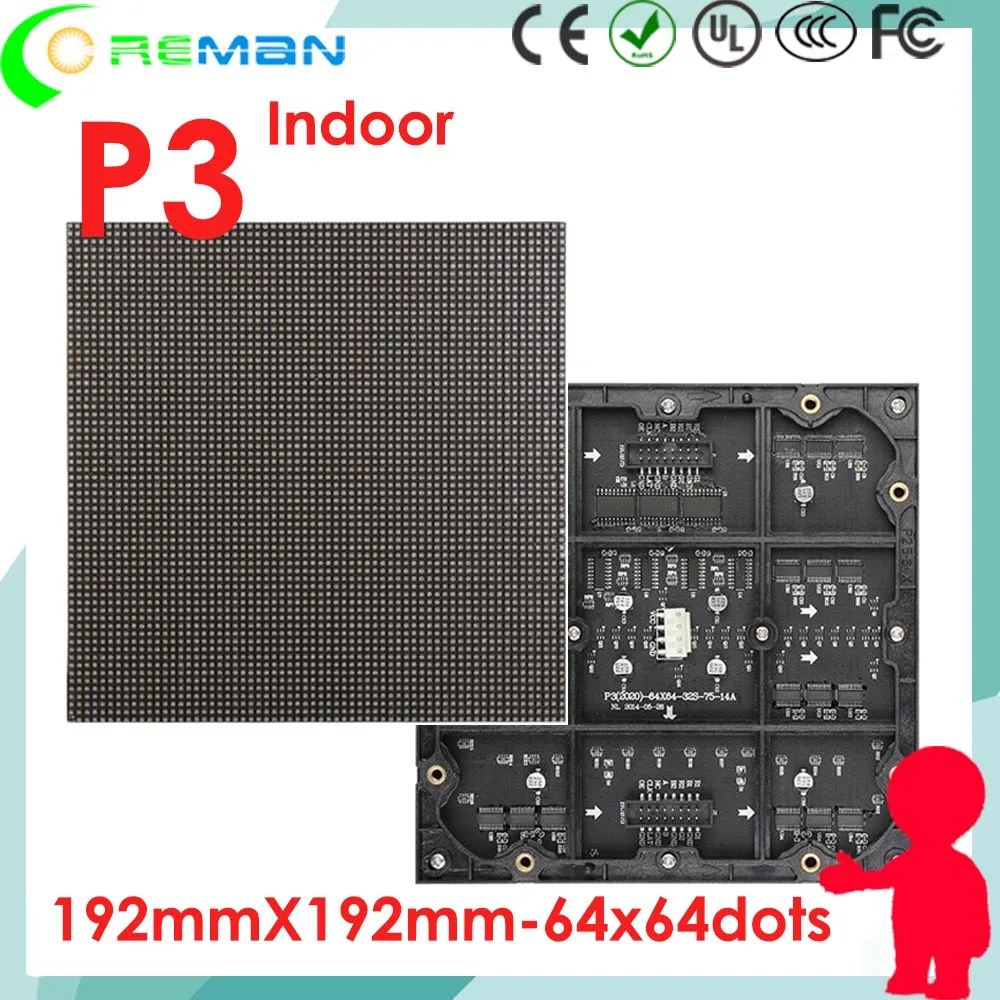 

Promotion product in aliexpress p3 rgb smd led panel 192x192 module led pixel 3mm 192mmx192mm 64x64 32x32 led module 1/32 scan
