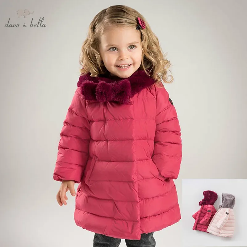  DB6091 dave bella winter baby girls down jacket children white duck down padding coat kids hooded o