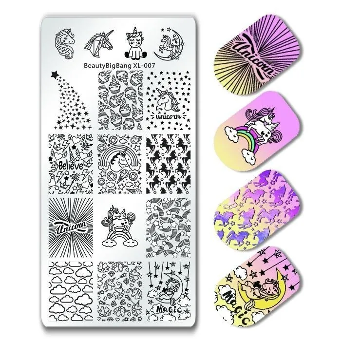 BeautyBigBang Nail Stamping Plates NEW 6*12cm Nail Art Plate Cute Panda Pattern Rectangle Stamp For Nail Polish BBB XL-014 - Цвет: 7