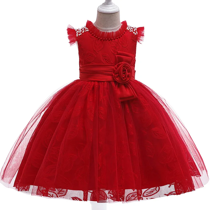 Популярные Пышные Платья с цветочным узором для девочек сетчатые платья с вышивкой для девочек на свадьбу, детская одежда костюм для малышей, L5121