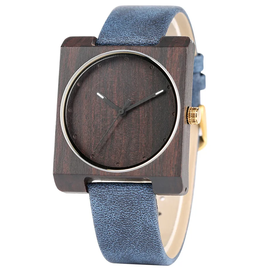 

Elegant Square Dial Simple Ladies Watches Bamboo Wood Women Wrist Watch Thin Leather Strap Creative Watches Female Clock Gifts