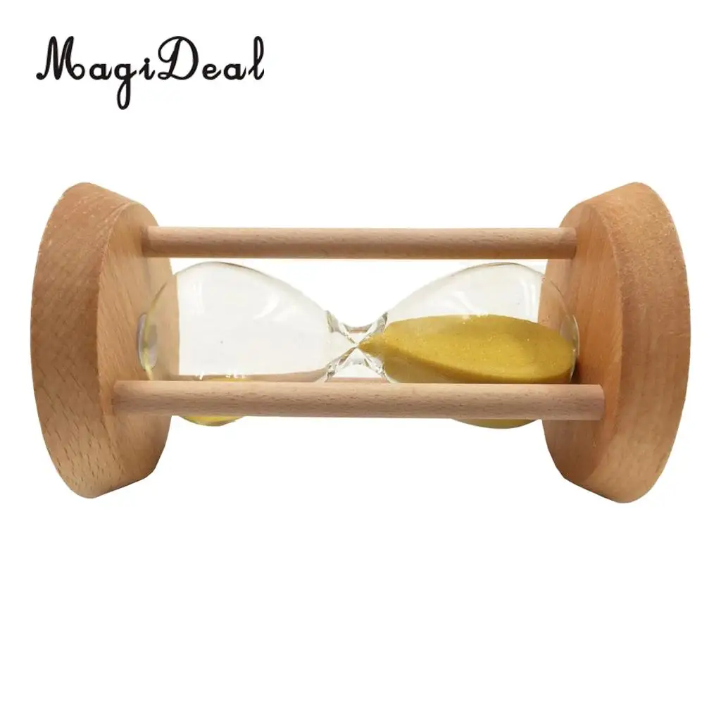 Round Shape Sand Glass Hourglass 15 Mins Oblique Wood Timer Kitchen Cooking Utensils Home Desk Bookshelf Decoration Yellow | Дом и сад