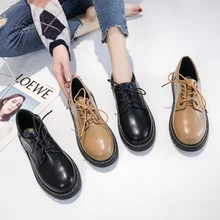 Новые стильные туфли на толстой платформе; сезон весна-осень; женские кожаные туфли в английском стиле