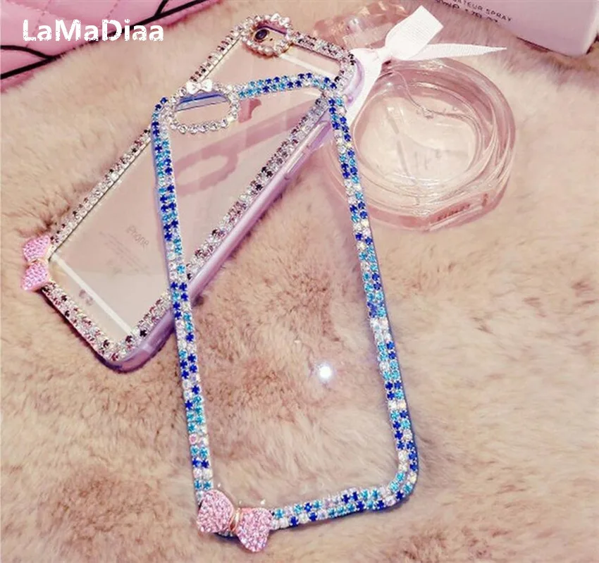 

LaMaDiaa Bling Diamond Rhinestone Soft Side Phone Case For Xiaomi Redmi Note 7 6 Pro For Redmi 7 6A 5 Plus Protective Back Cover