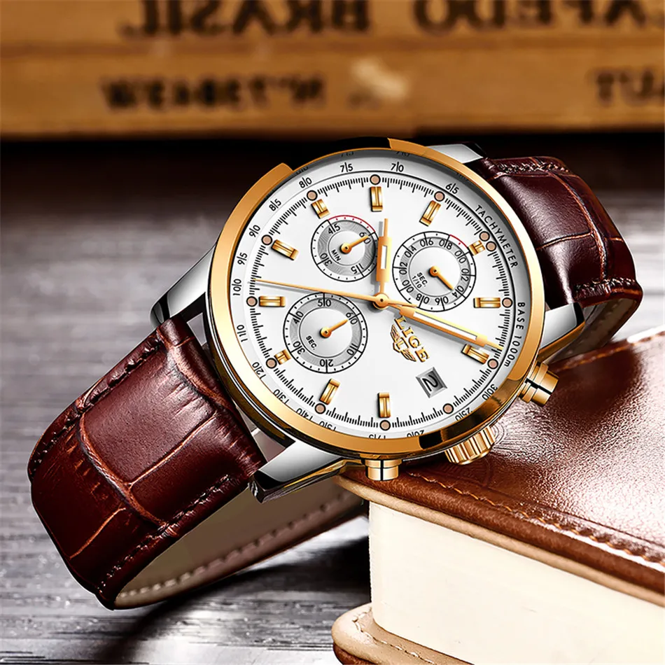 LIGE мужские наручные часы, повседневные модные часы, водонепроницаемые кварцевые часы, кожаные часы для мужчин, Топ бренд, роскошные деловые часы, Montre Homme