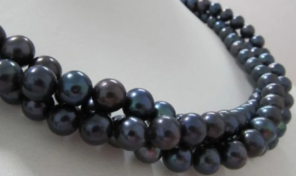 

Free Shipping >>>49" long 8-9MM TAHITIAN NATURAL BLACK PEARL NECKLACE 14k YELLOW GOLDEN CLASP