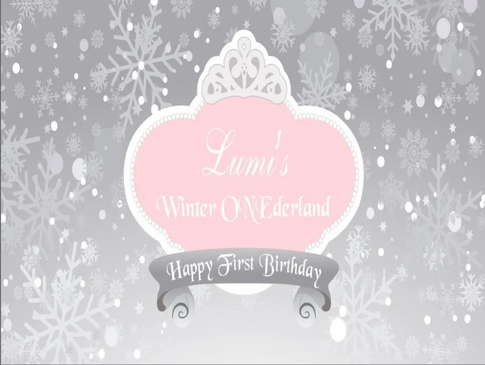 custom winter onederland pink and silver snowflake First birthday