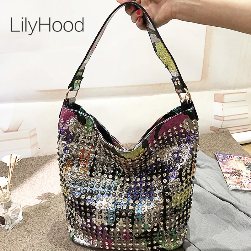 Multicolor Rhinestone Hobo Shoulder Bag Women Glitter Bling Bling